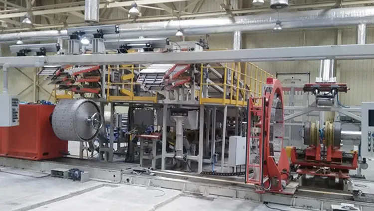 Machine de confection de pneus radiaux d'avion